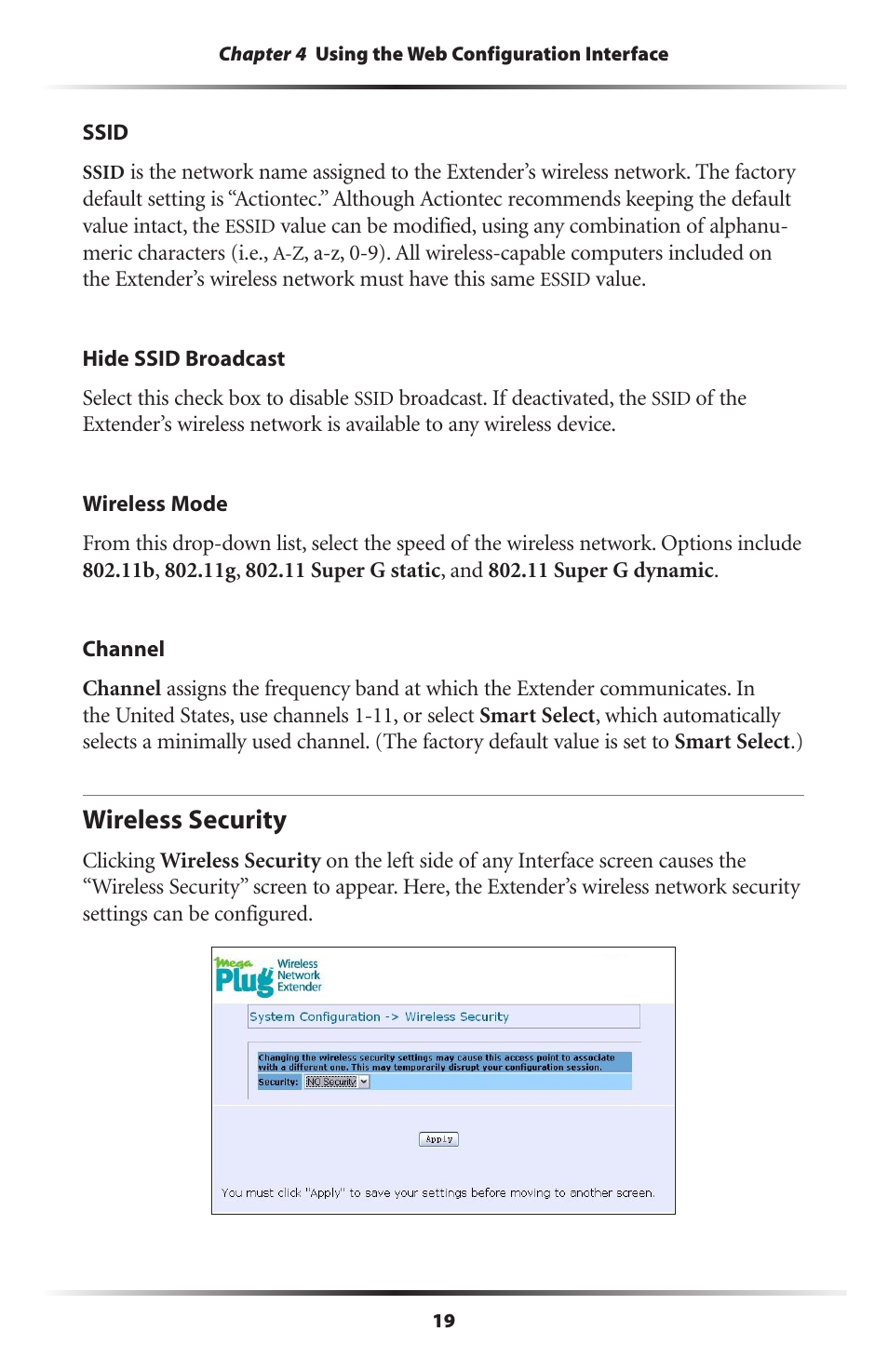 Wireless security | Actiontec electronic HPAP108T User Manual | Page 22 / 69