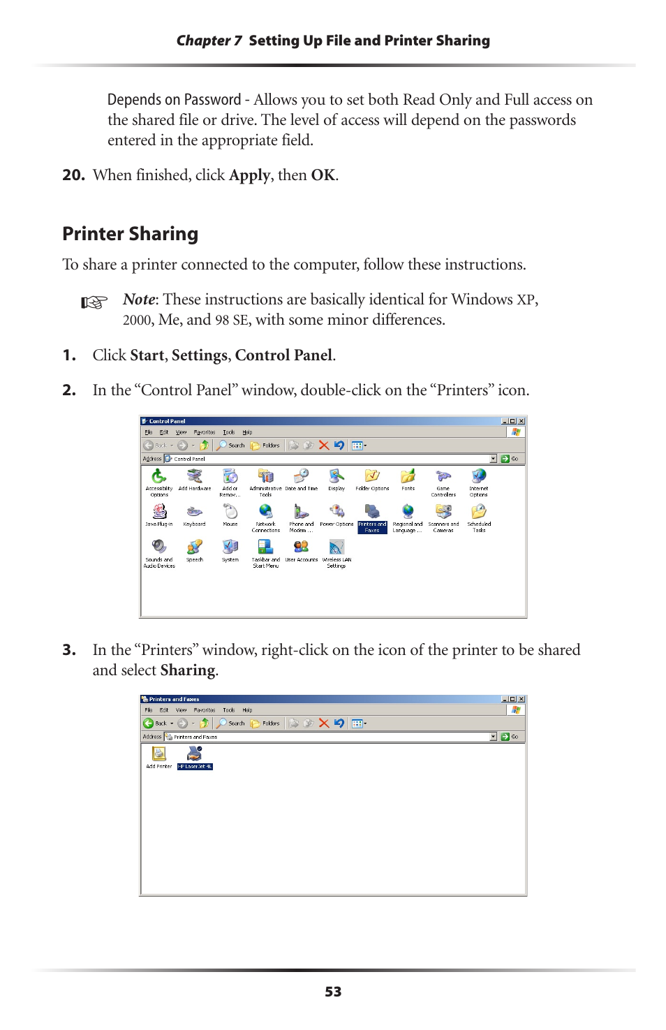 Printer sharing | Actiontec electronic HPAP108T User Manual | Page 56 / 69