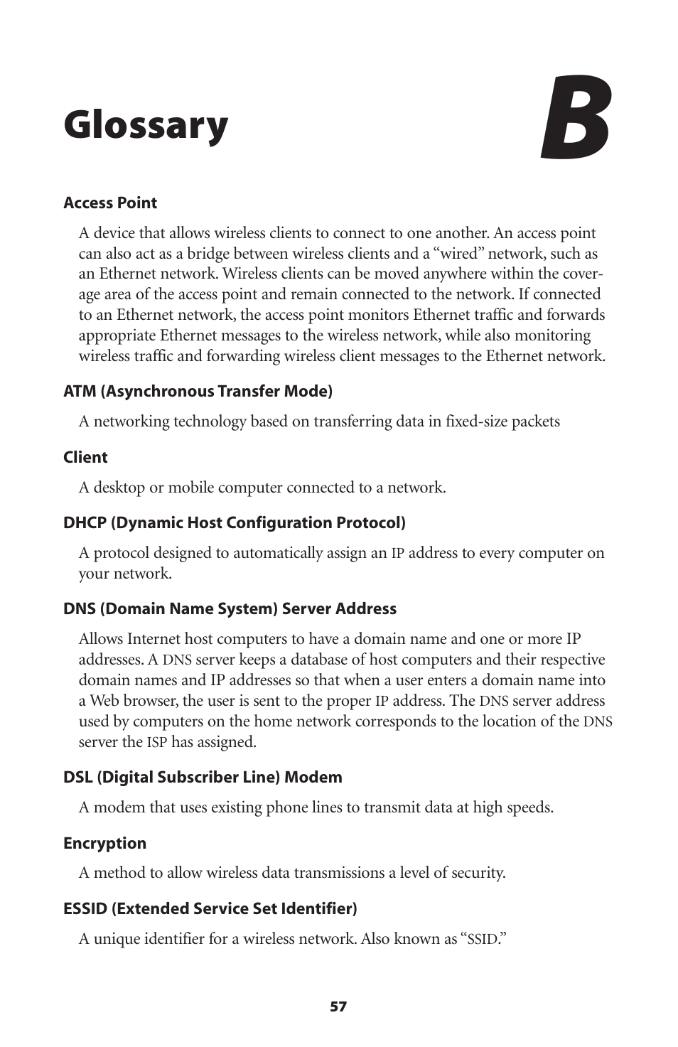 Glossary | Actiontec electronic HPAP108T User Manual | Page 60 / 69