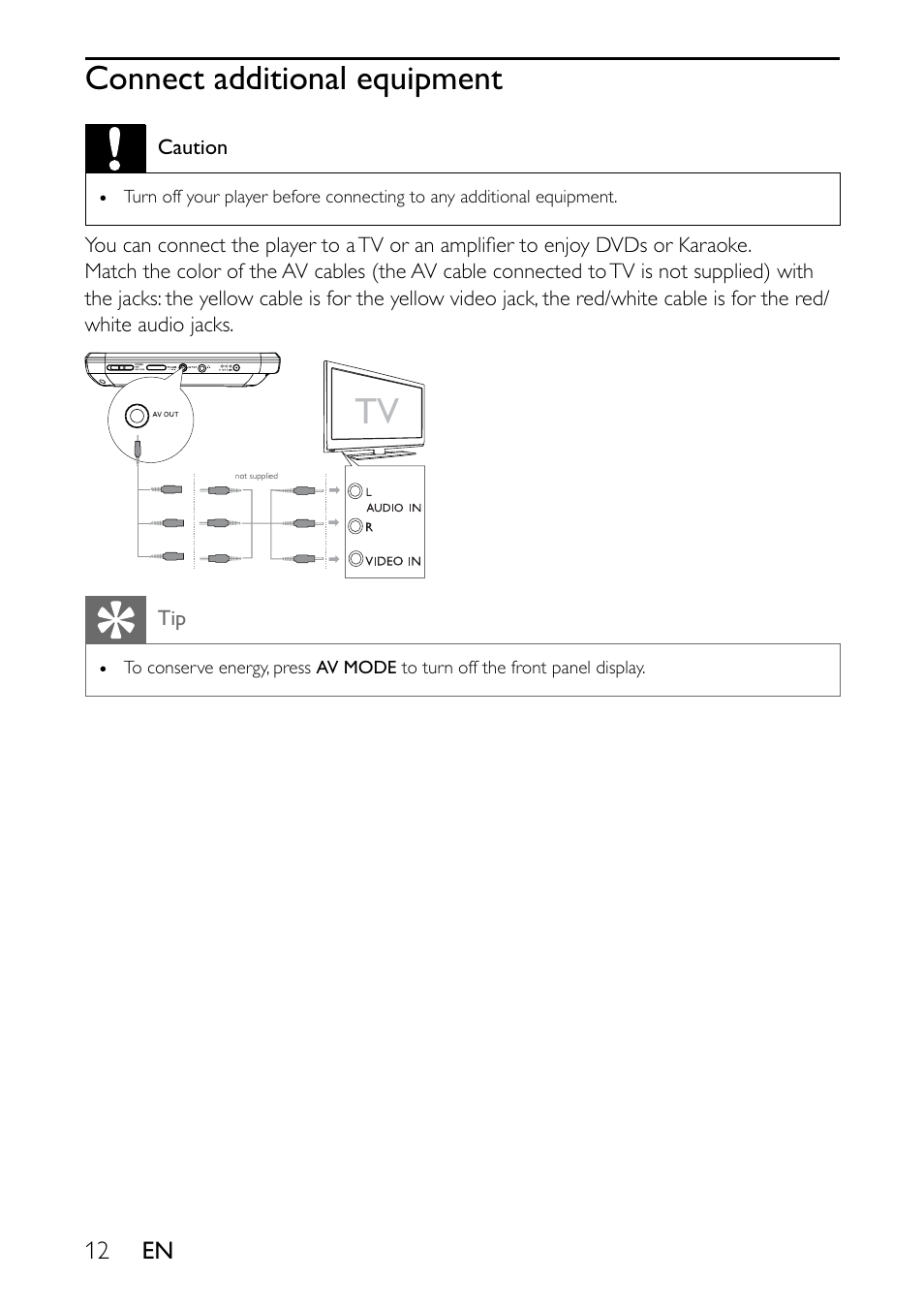 Connect additional equipment | Philips Portable DVD Player User Manual | Page 13 / 19