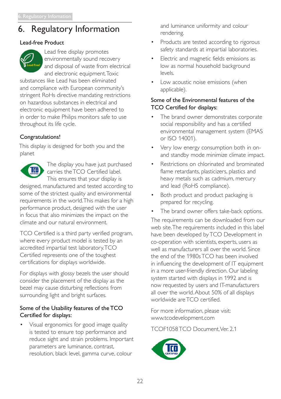 Regulatory information | Philips 227E4LSB-00 User Manual | Page 24 / 40