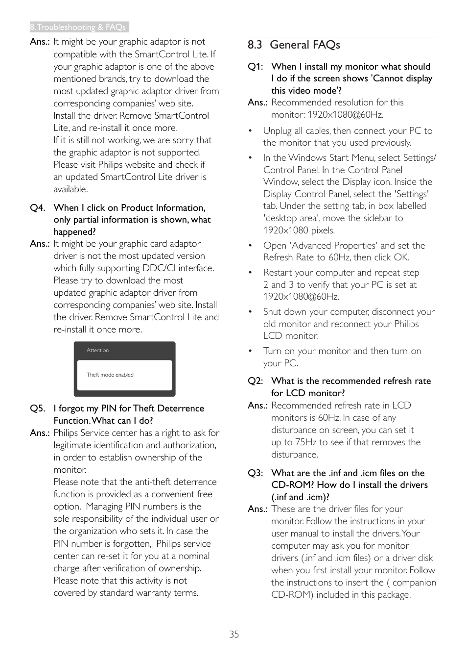 3 general faqs | Philips 227E4LSB-00 User Manual | Page 37 / 40