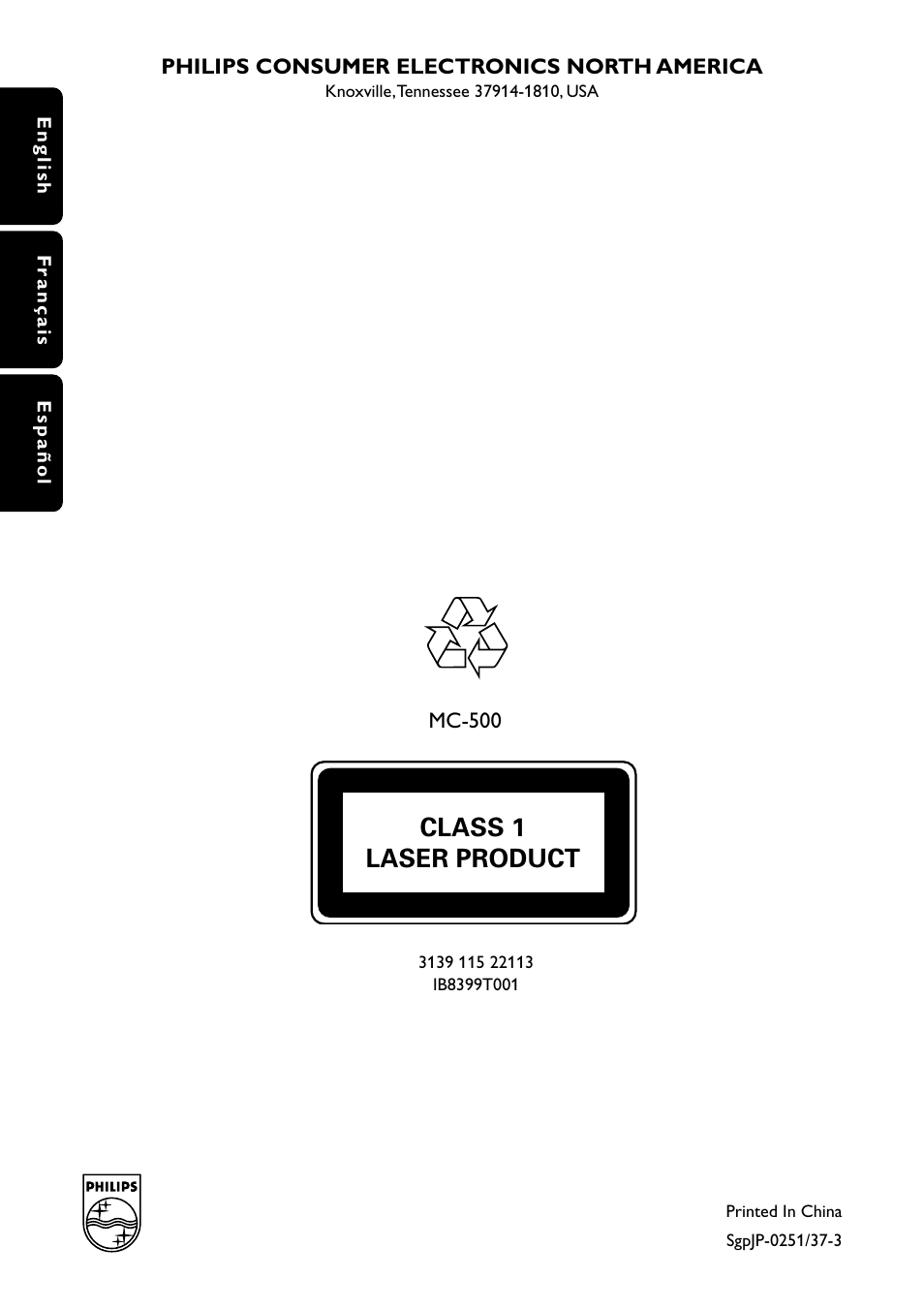 Class 1 laser product | Philips Micro Hi-Fi System MC-500 MP3 User Manual | Page 27 / 27