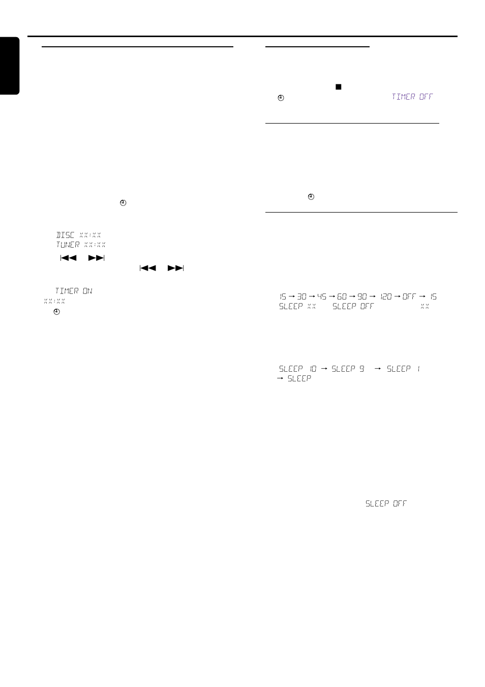 Clock/timer, Timer setting, Sleep timer setting | Philips LX80003798 User Manual | Page 28 / 31