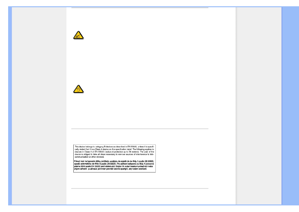 Commission federale de la, Communication (fcc declaration), En 55022 compliance (czech republic only) | Polish center for testing and, Certification notice | Philips 230E1HSB-00 User Manual | Page 21 / 126