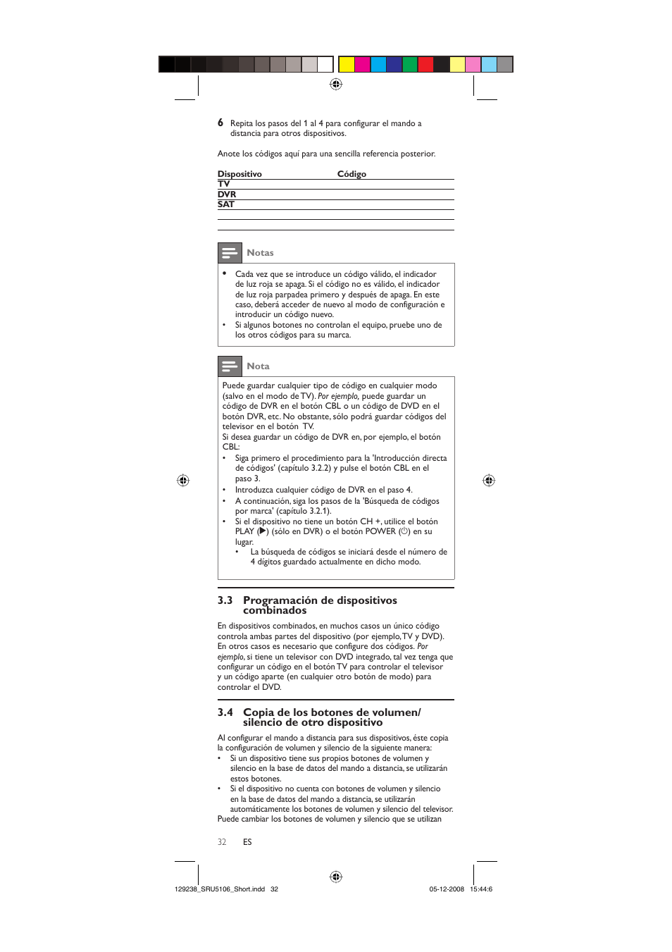 3 programación de dispositivos combinados | Philips SRU5106-27 User Manual | Page 32 / 40