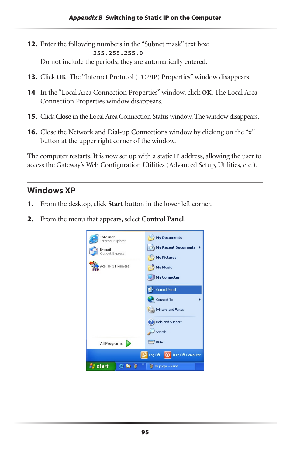 Windows xp | Actiontec electronic Actiontec Wireless DSL Gateway GT704WG User Manual | Page 100 / 123