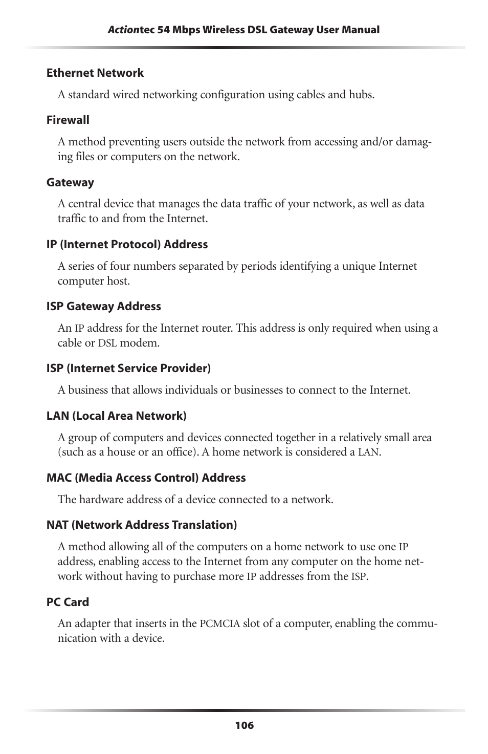 Actiontec electronic Actiontec Wireless DSL Gateway GT704WG User Manual | Page 111 / 123