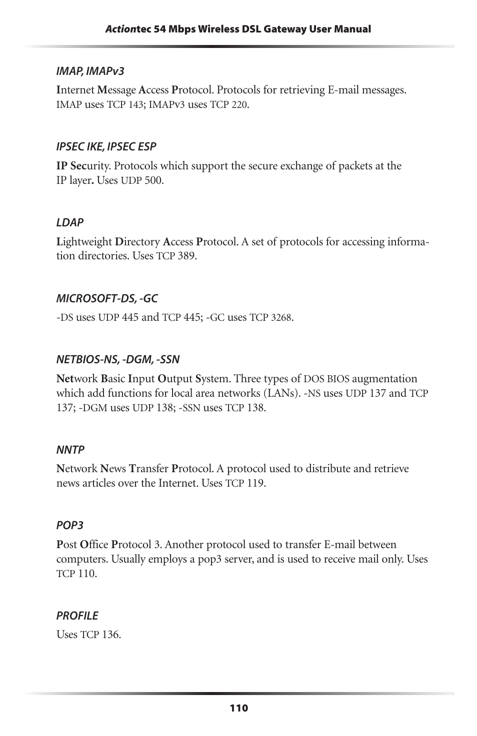 Actiontec electronic Actiontec Wireless DSL Gateway GT704WG User Manual | Page 115 / 123