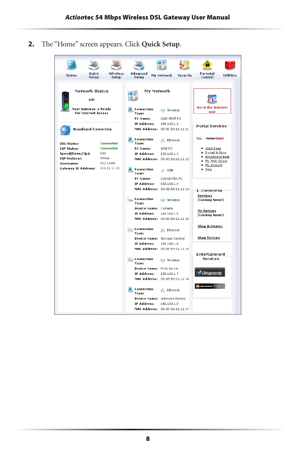 Actiontec electronic Actiontec Wireless DSL Gateway GT704WG User Manual | Page 13 / 123