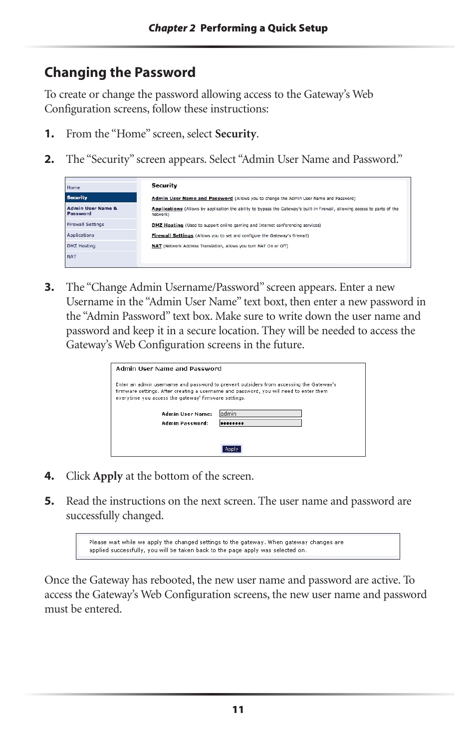 Changing the password | Actiontec electronic Actiontec Wireless DSL Gateway GT704WG User Manual | Page 16 / 123