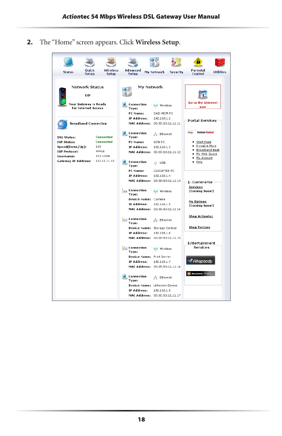 Actiontec electronic Actiontec Wireless DSL Gateway GT704WG User Manual | Page 23 / 123