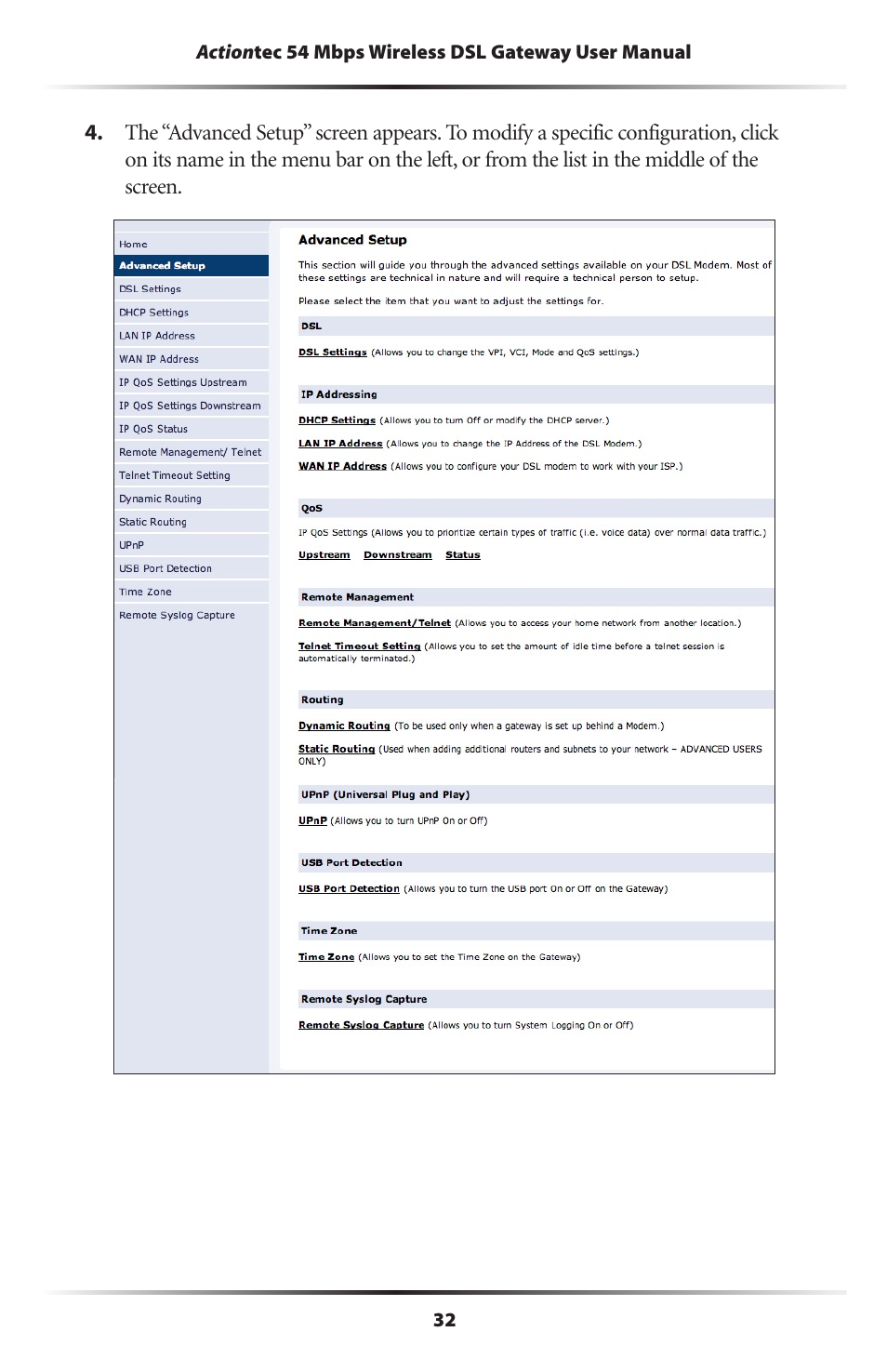 Actiontec electronic Actiontec Wireless DSL Gateway GT704WG User Manual | Page 37 / 123