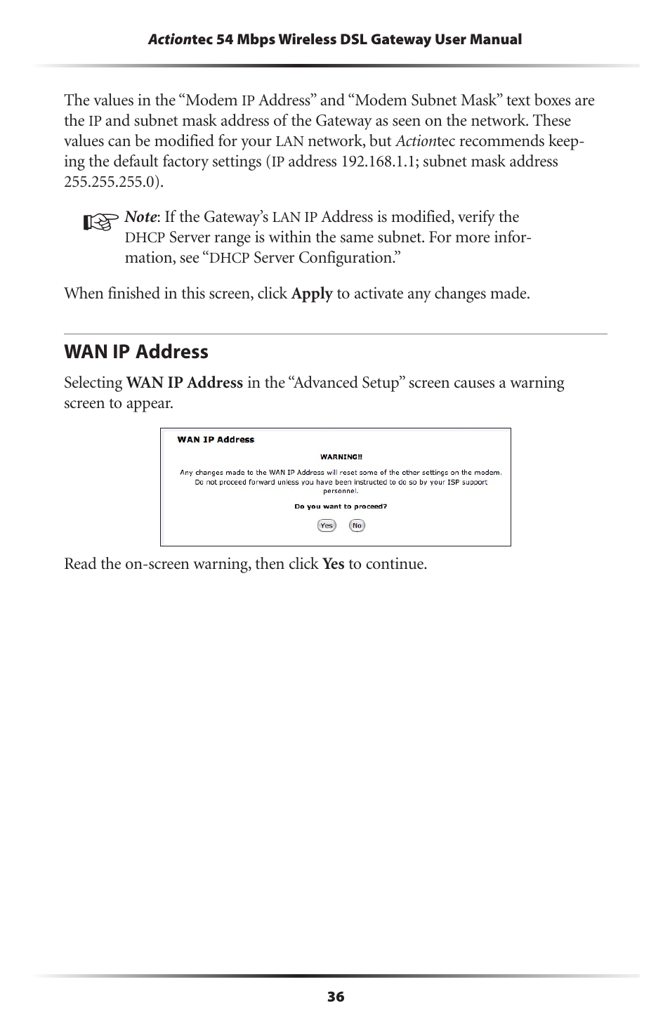 Wan ip address | Actiontec electronic Actiontec Wireless DSL Gateway GT704WG User Manual | Page 41 / 123