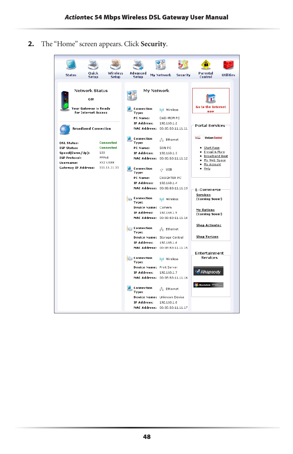 Actiontec electronic Actiontec Wireless DSL Gateway GT704WG User Manual | Page 53 / 123