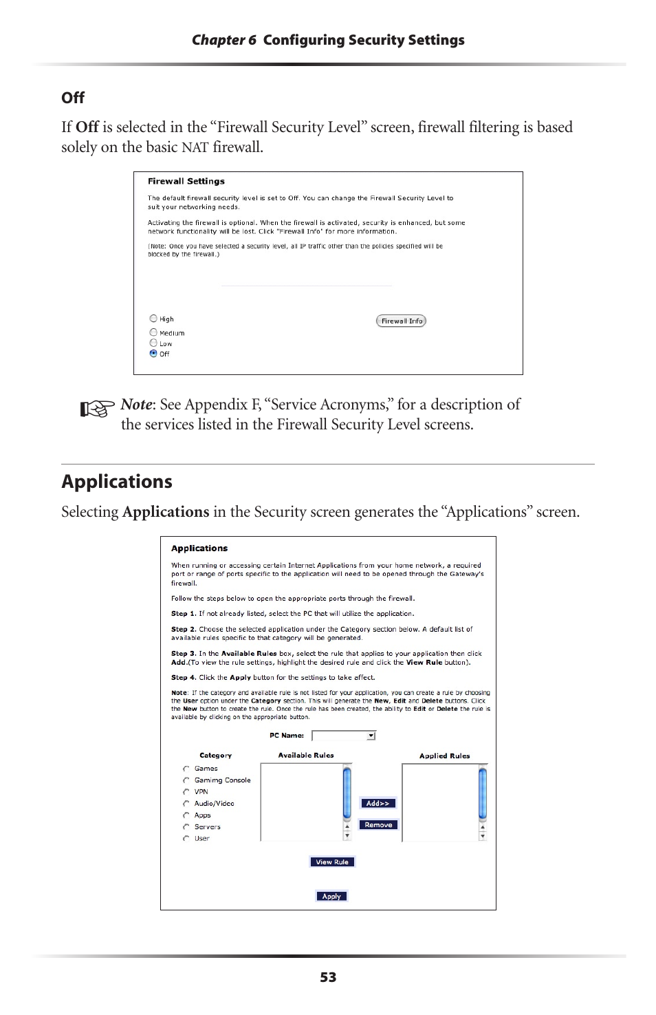 Applications | Actiontec electronic Actiontec Wireless DSL Gateway GT704WG User Manual | Page 58 / 123