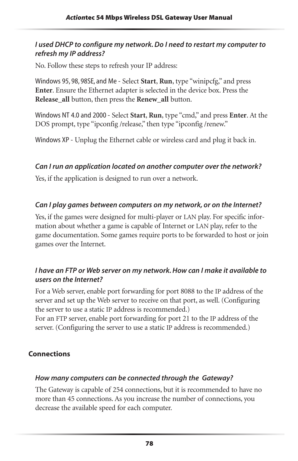 Actiontec electronic Actiontec Wireless DSL Gateway GT704WG User Manual | Page 83 / 123