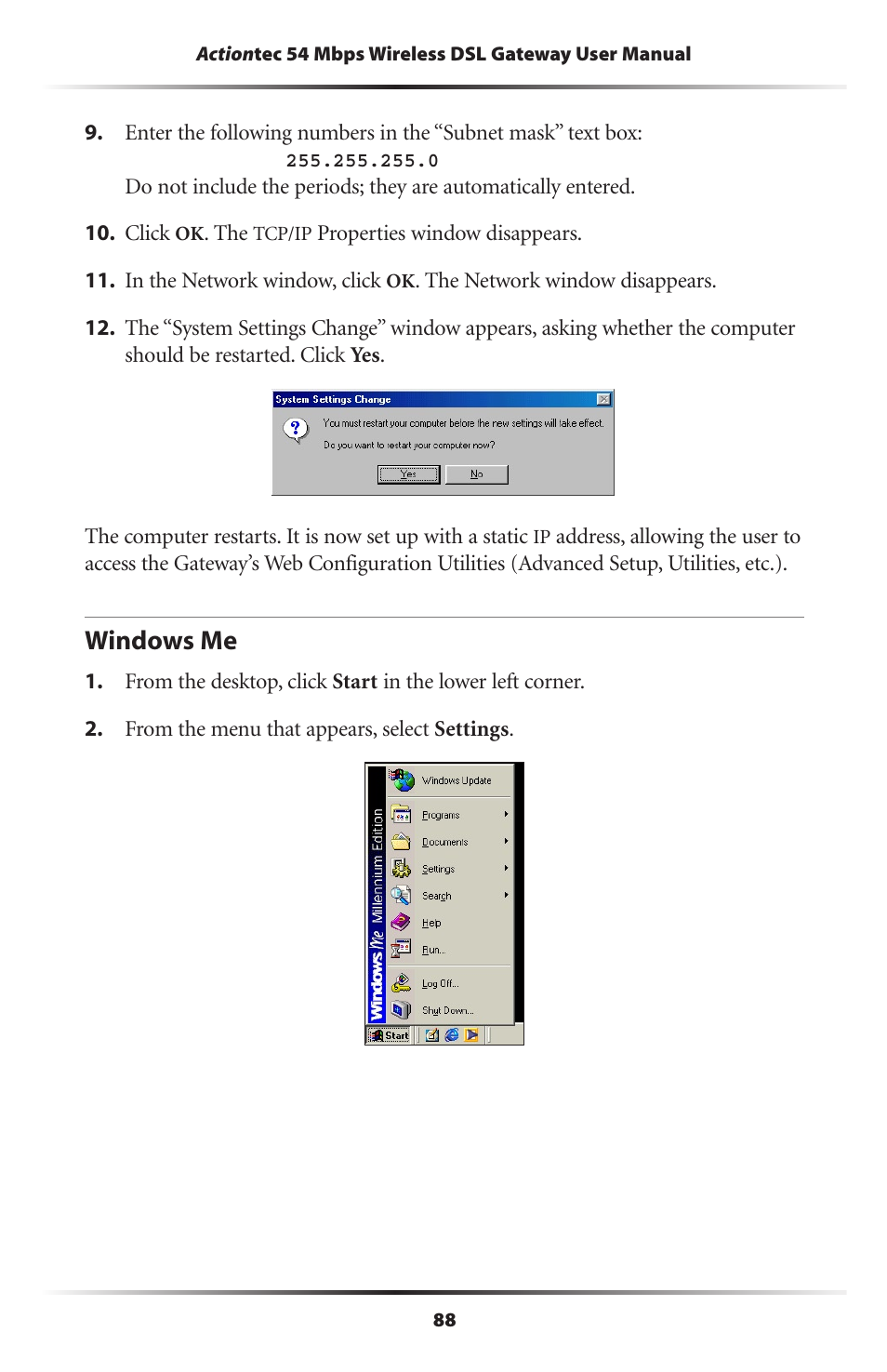 Windows me | Actiontec electronic Actiontec Wireless DSL Gateway GT704WG User Manual | Page 93 / 123