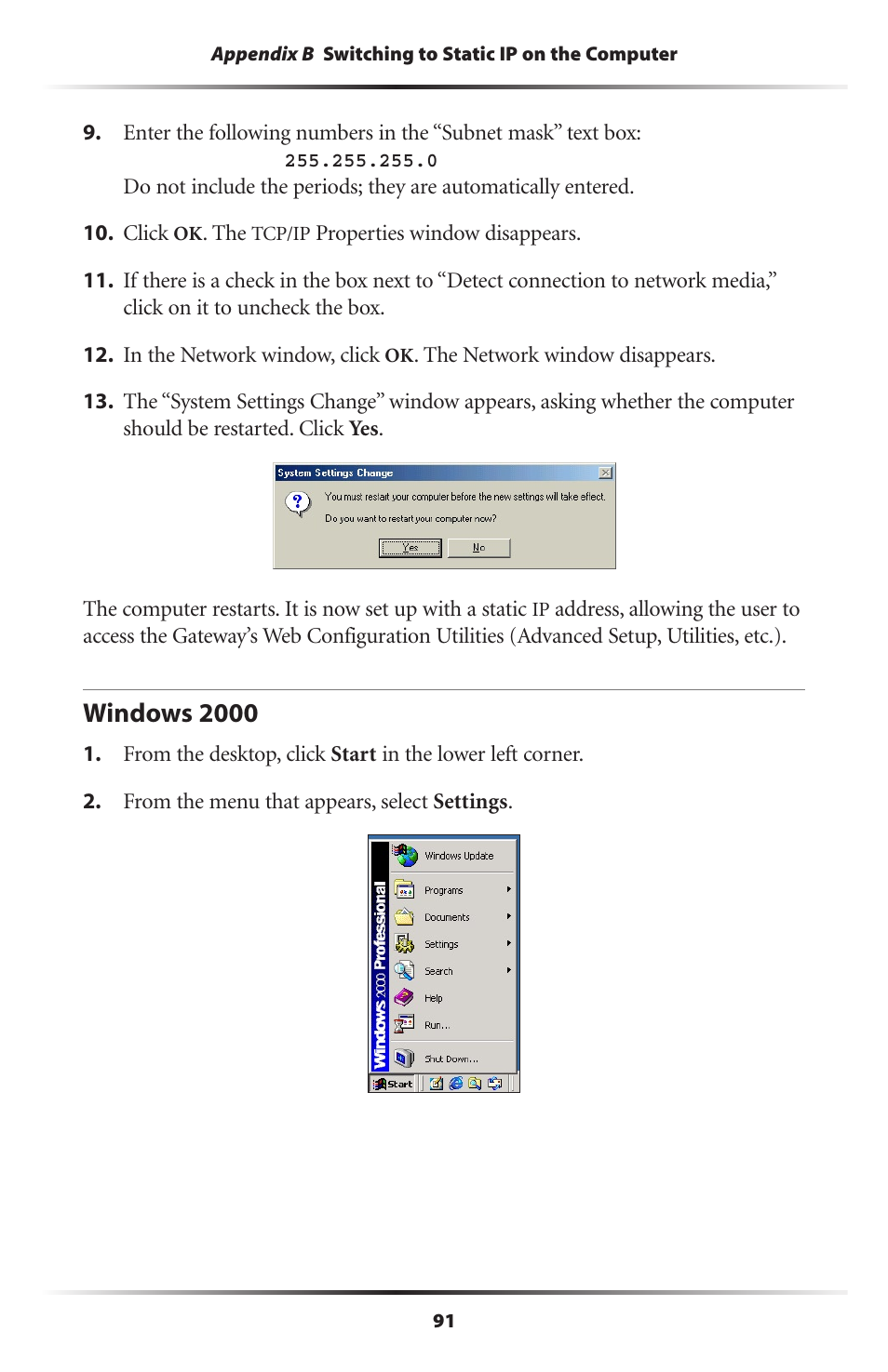 Windows 2000 | Actiontec electronic Actiontec Wireless DSL Gateway GT704WG User Manual | Page 96 / 123