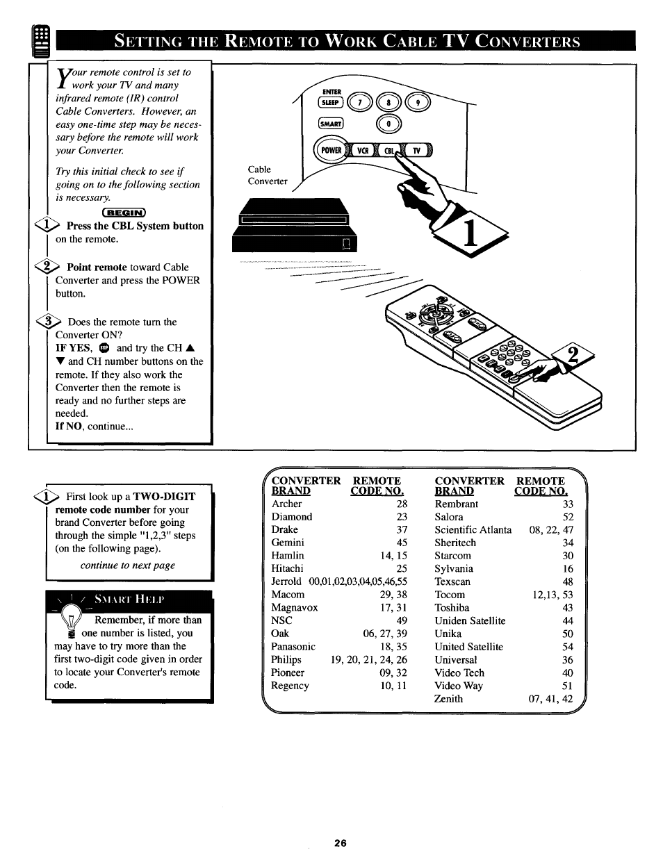 Tv c, Etting, Emote | Able, Onverters | Philips TS3654C User Manual | Page 26 / 36