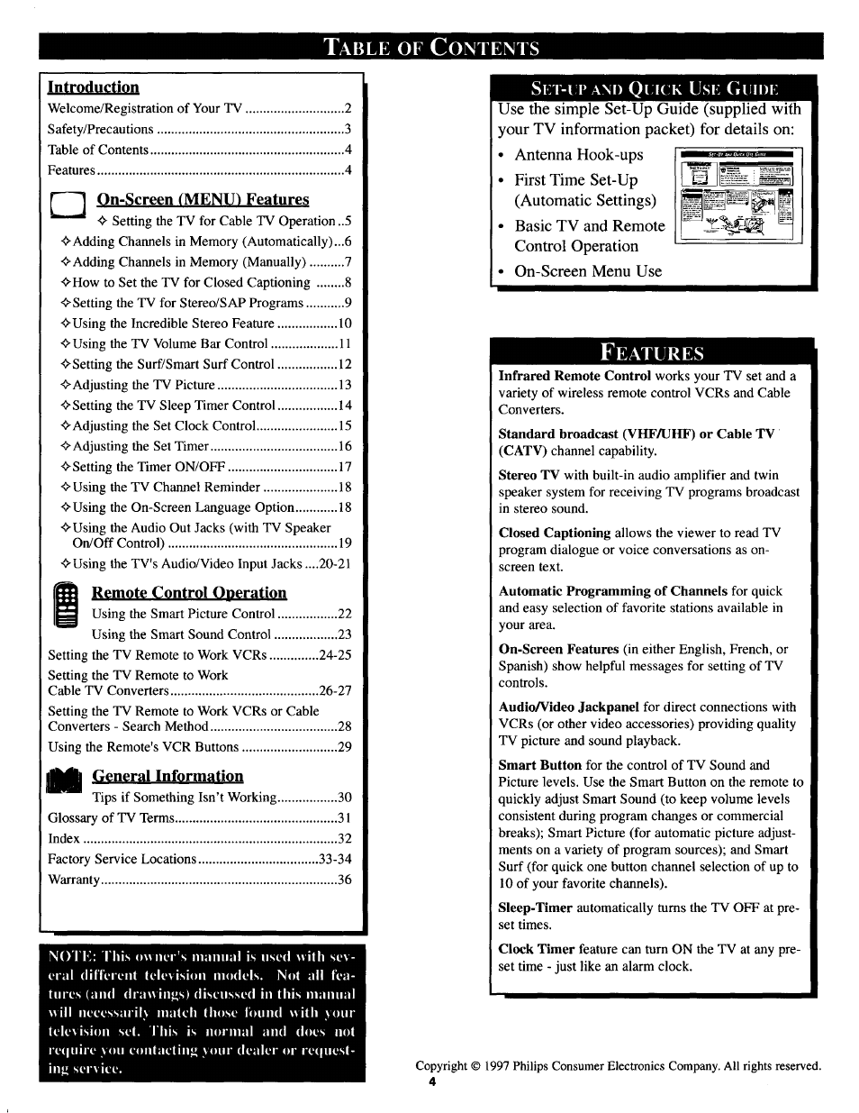 Philips TS3654C User Manual | Page 4 / 36