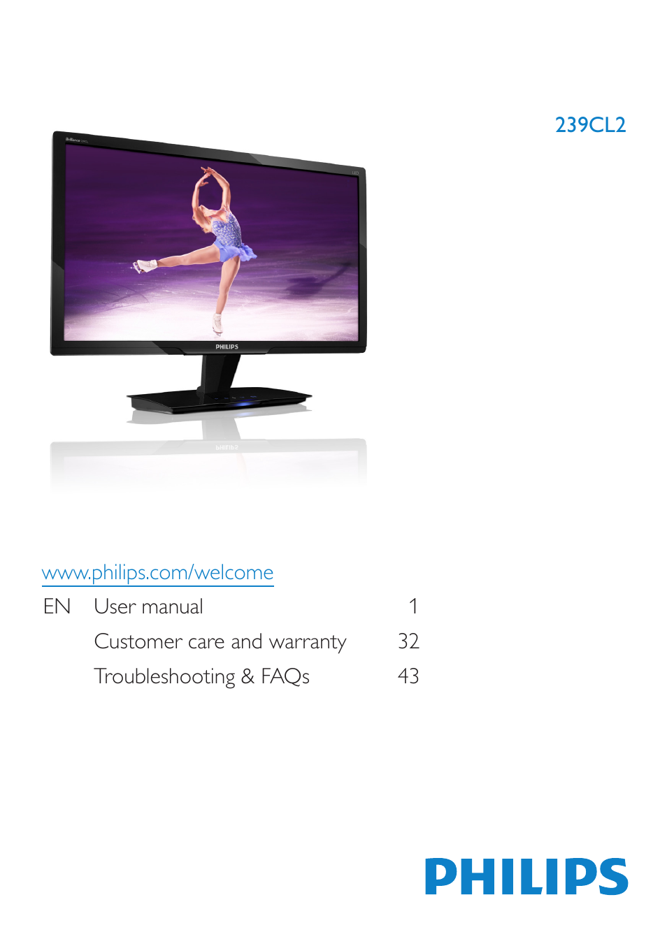 Philips Brilliance LED monitor with 2ms 239CL2SB Blade 23" 58.4 cm Full HD User Manual | 50 pages