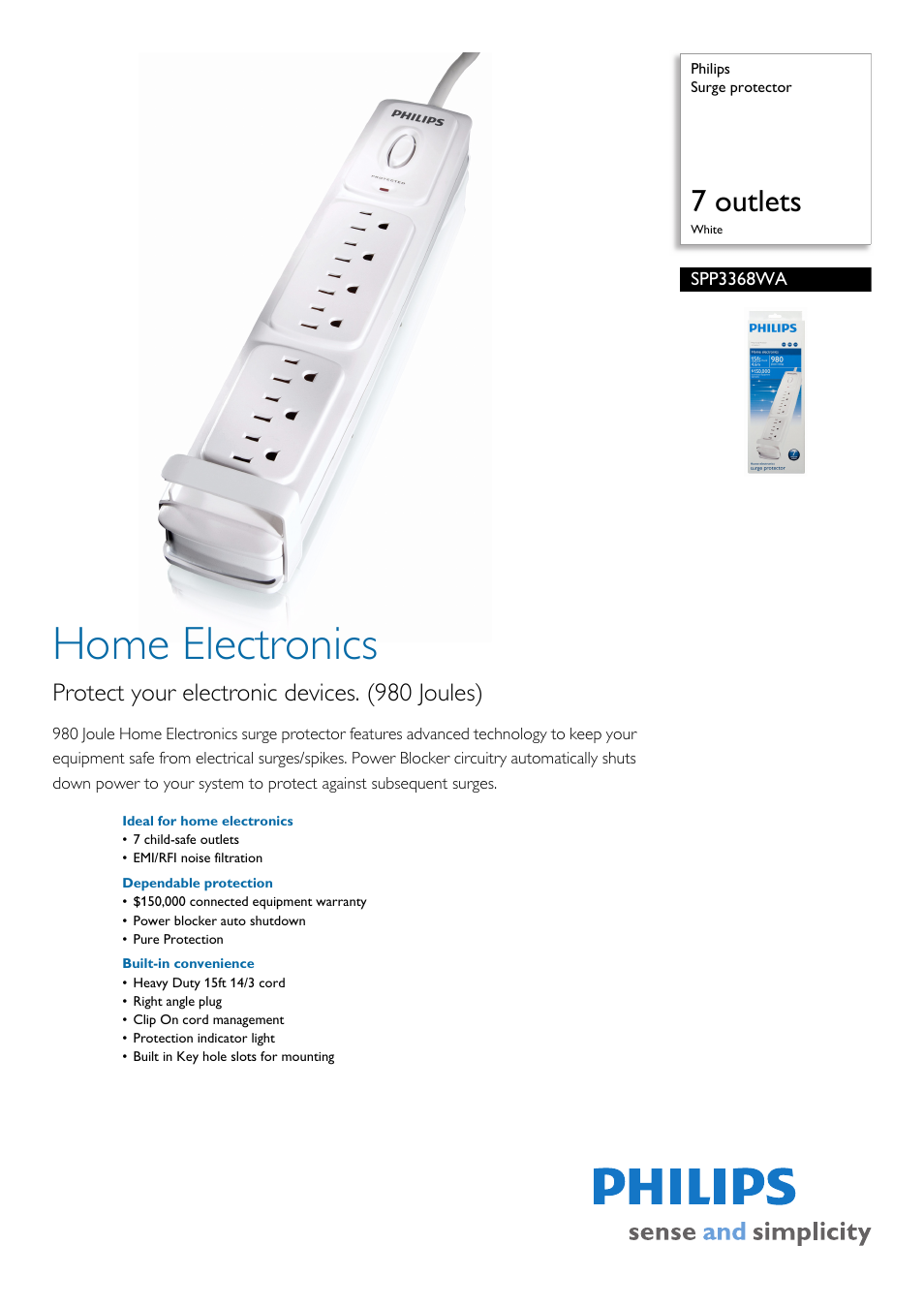 Philips SPP3368WA-17 User Manual | 2 pages