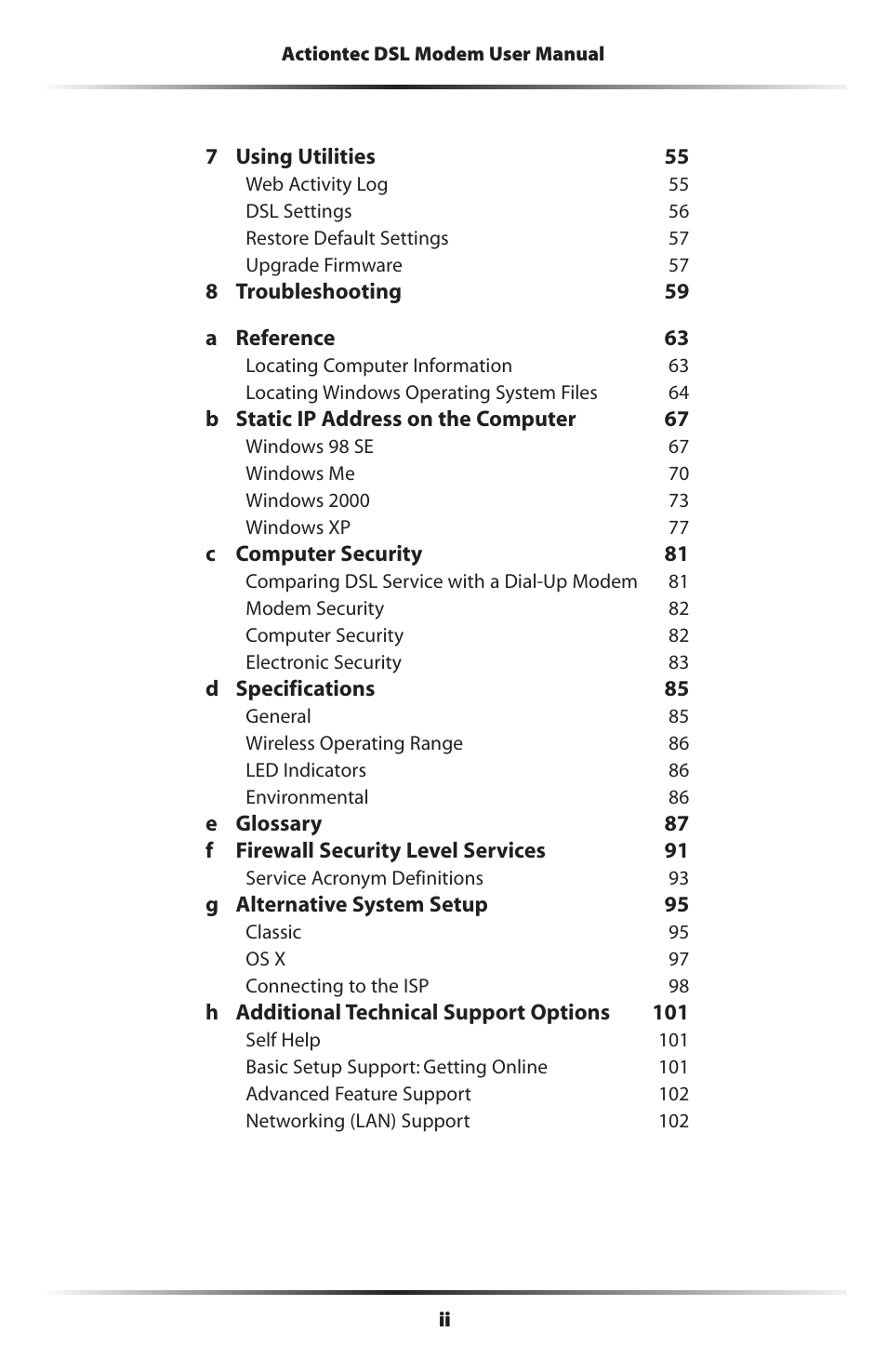 Actiontec electronic DSL Modem GT701WG-QW04 User Manual | Page 3 / 115
