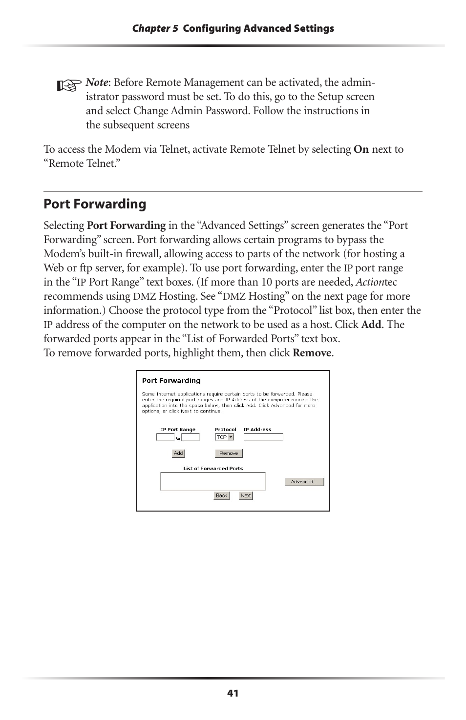 Port forwarding | Actiontec electronic DSL Modem GT701WG-QW04 User Manual | Page 46 / 115