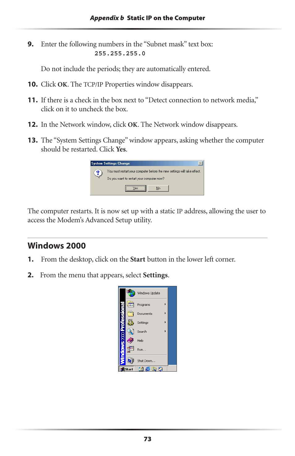 Windows 2000 | Actiontec electronic DSL Modem GT701WG-QW04 User Manual | Page 78 / 115