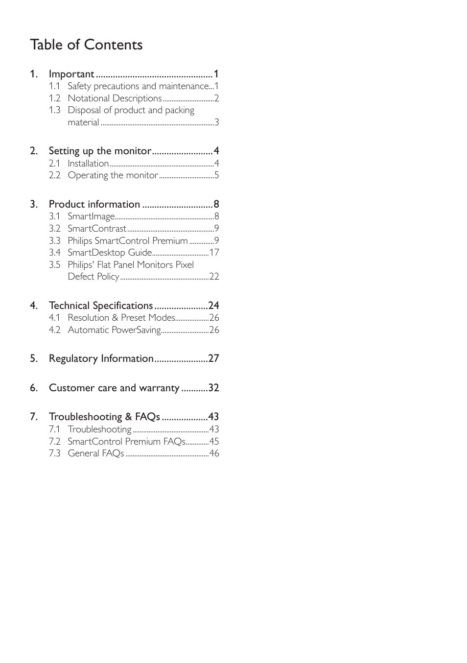 Philips 224CL2SB-00 User Manual | Page 2 / 50