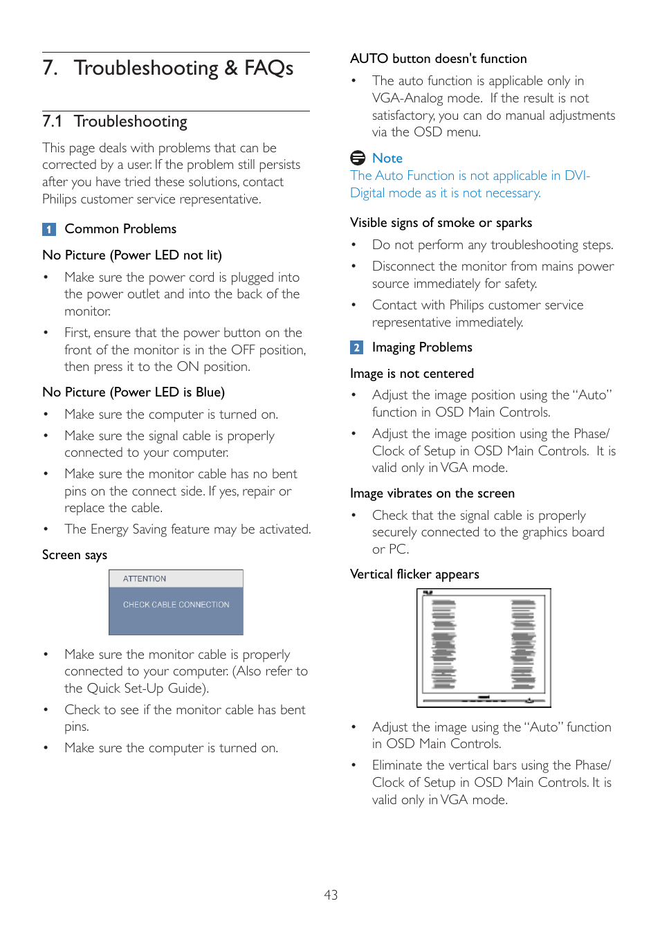 Troubleshooting & faqs, 1 troubleshooting | Philips 224CL2SB-00 User Manual | Page 45 / 50