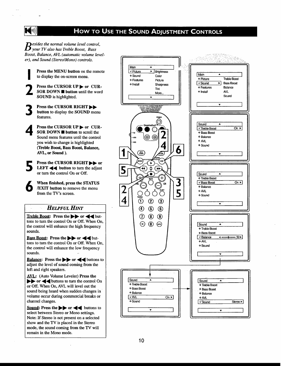 Helpful hint | Philips 32" Color TV Faux Flat w-active control User Manual | Page 16 / 46