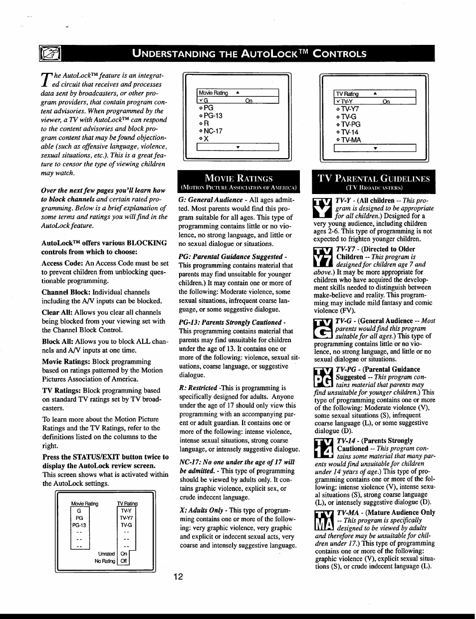Understanding the autolock™ controls, Understanding the autolock’^^ controls, Tv p | Philips 32" Color TV Faux Flat w-active control User Manual | Page 18 / 46