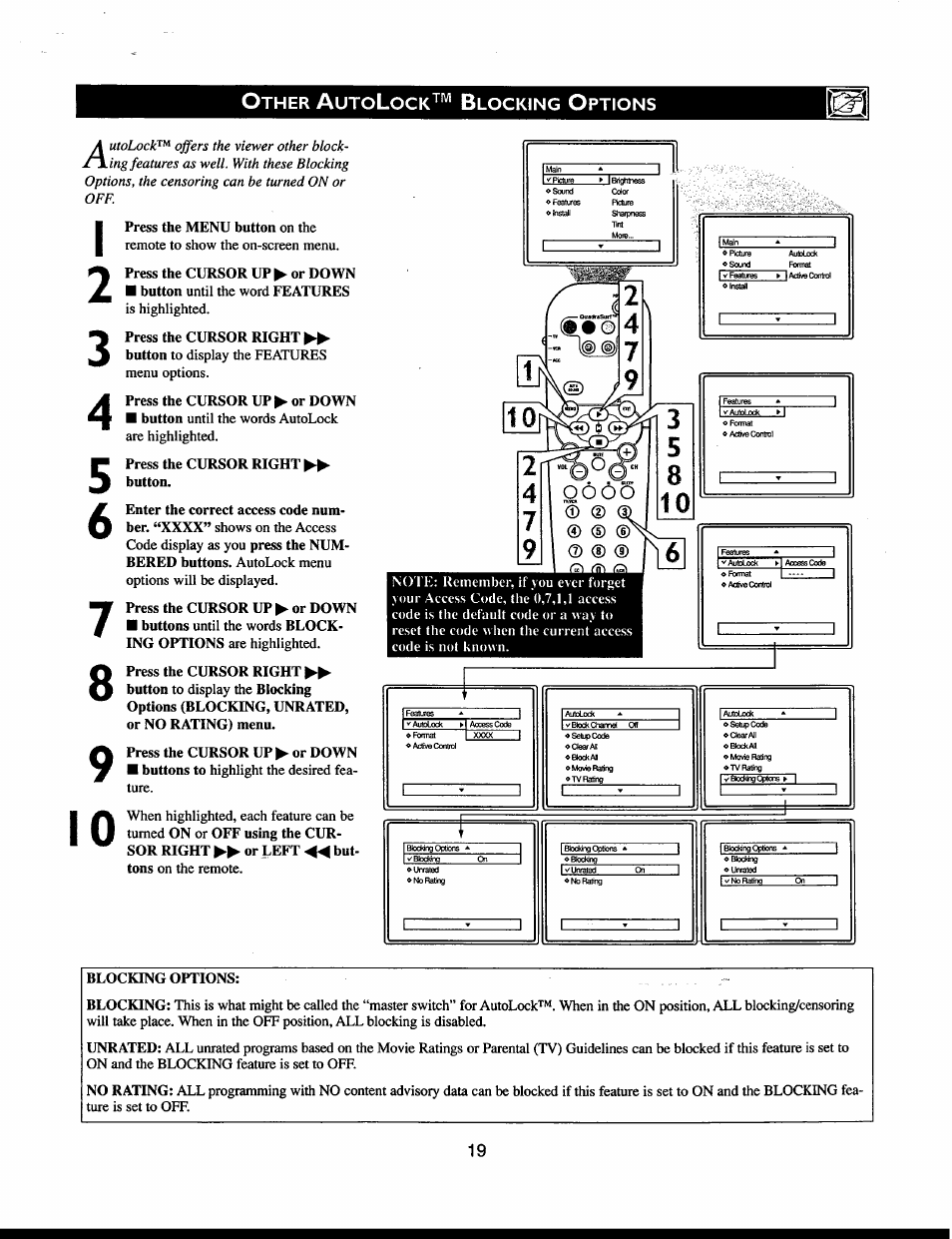 Other autolock™ blocking options, Other autolock^*^ blocking options | Philips 32" Color TV Faux Flat w-active control User Manual | Page 25 / 46