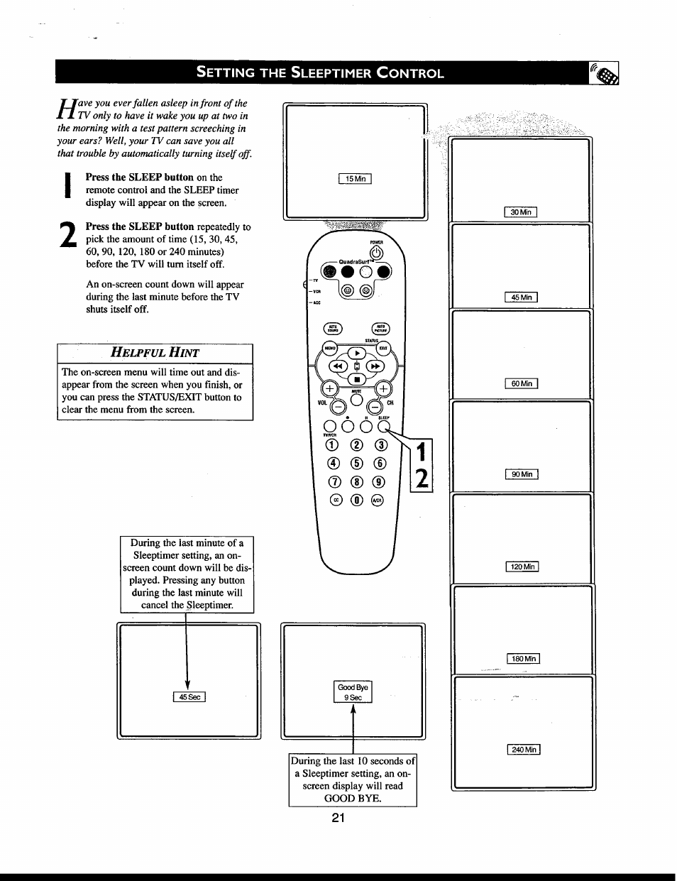 Helpful hint | Philips 32" Color TV Faux Flat w-active control User Manual | Page 27 / 46