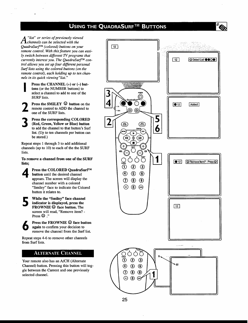 Using the quadrasurf™ buttons | Philips 32" Color TV Faux Flat w-active control User Manual | Page 31 / 46