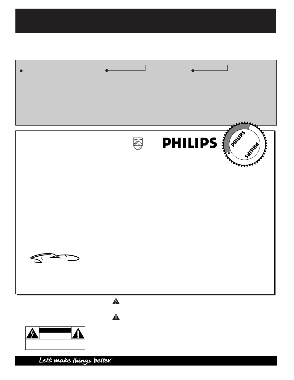 Safety, Warranty verification, Owner confirmation | Model registration, Hurry, Know these, Symbols | Philips PROJECTION TV User Manual | Page 2 / 48