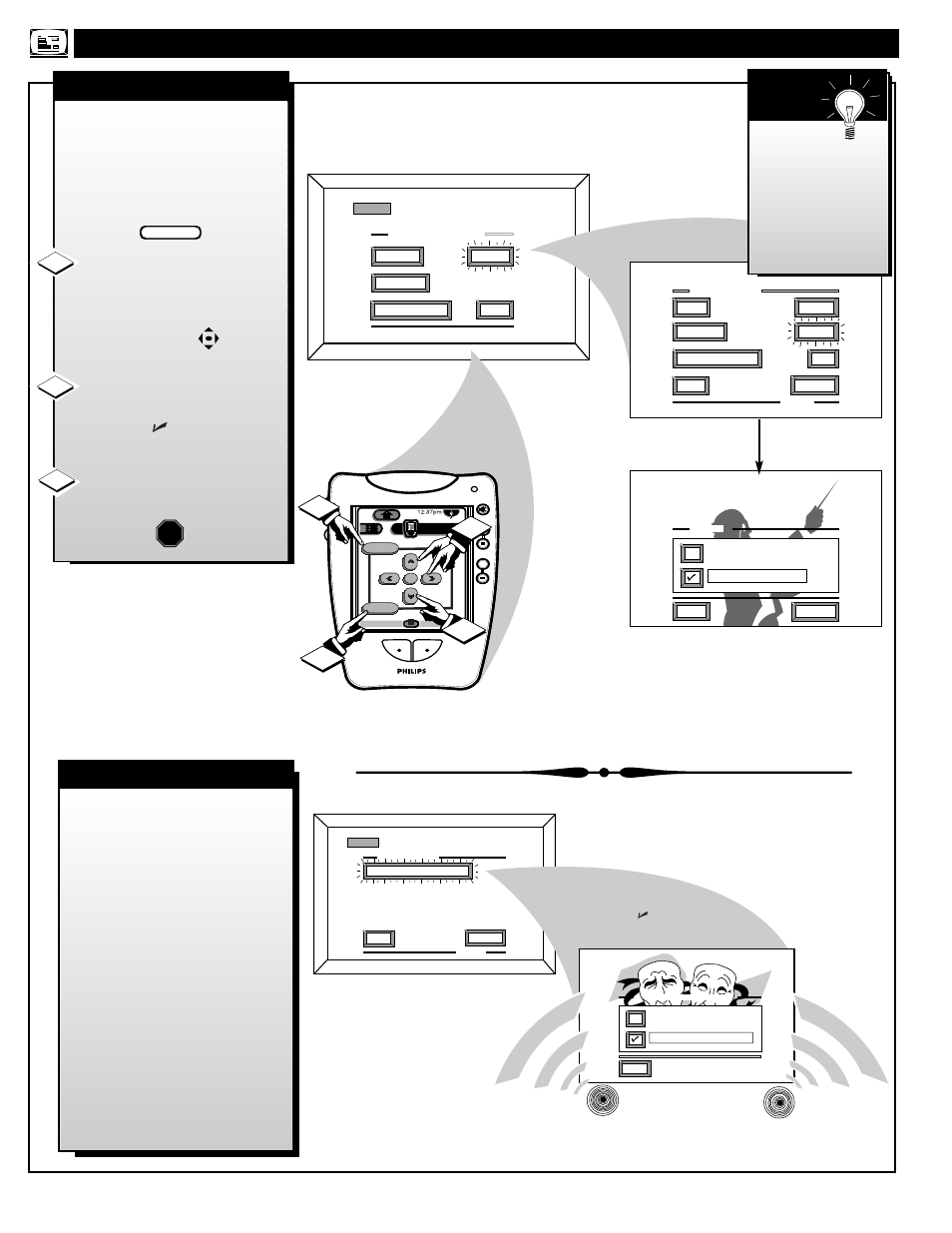 Ntsc a, Nalog, Ound | Ontrols, Second audio program, Stereo | Philips PROJECTION TV User Manual | Page 20 / 48
