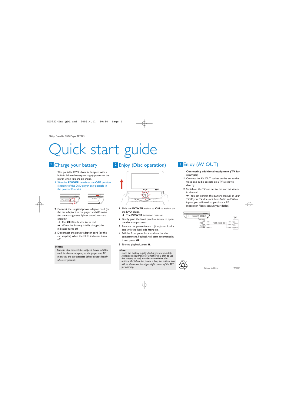 Philips PET723-37B User Manual | 1 page