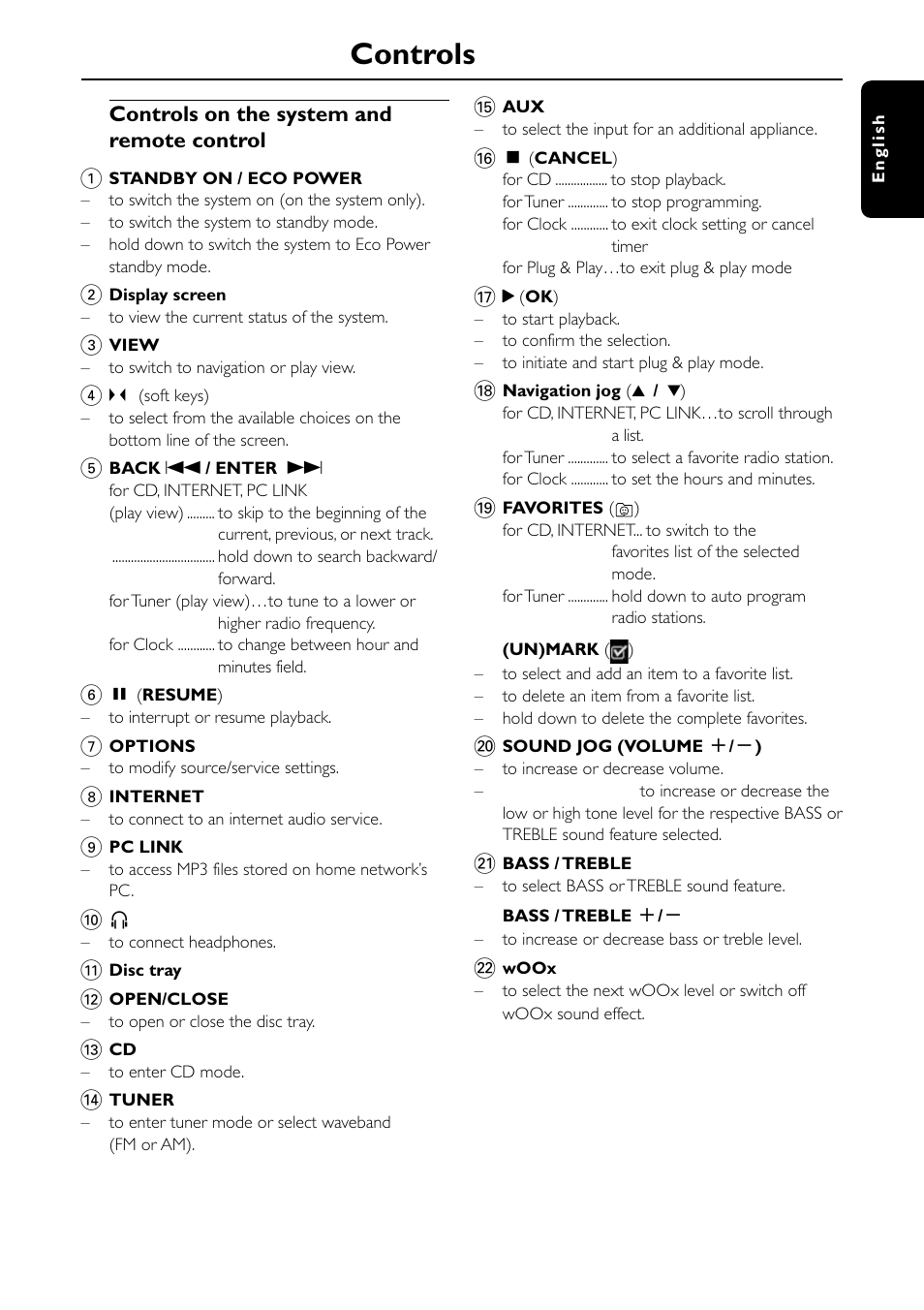 Controls | Philips MC-I200-37 User Manual | Page 15 / 39