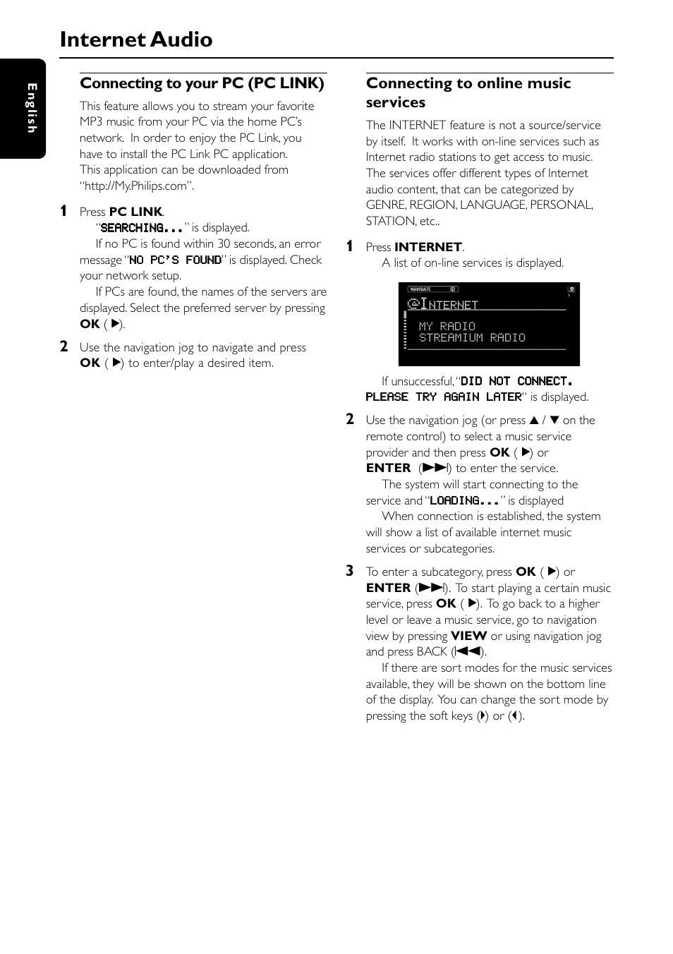 Internet audio | Philips MC-I200-37 User Manual | Page 22 / 39