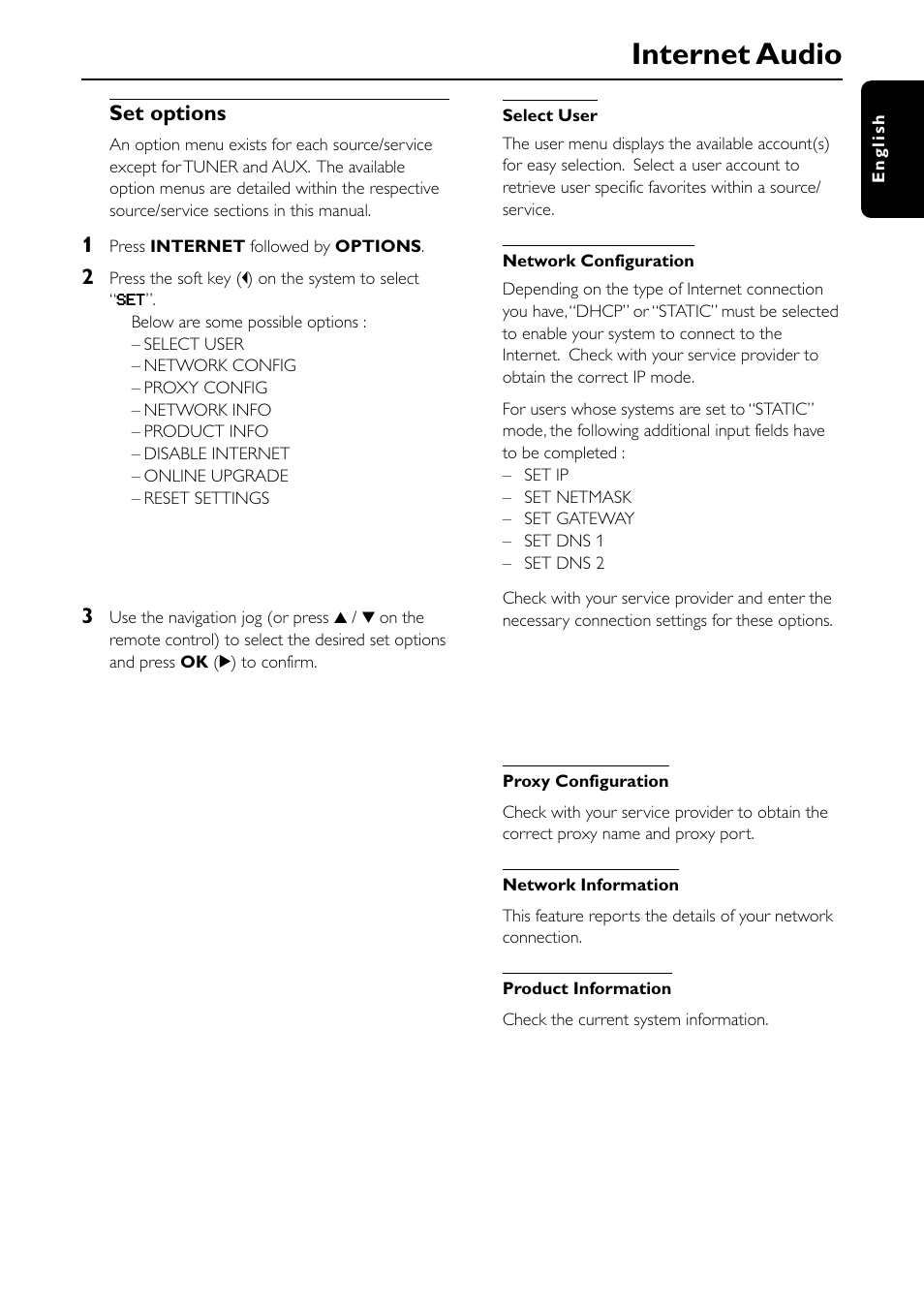 Internet audio | Philips MC-I200-37 User Manual | Page 23 / 39