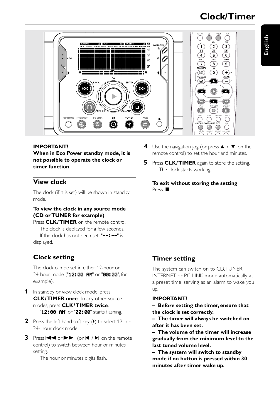 Clock/timer | Philips MC-I200-37 User Manual | Page 33 / 39