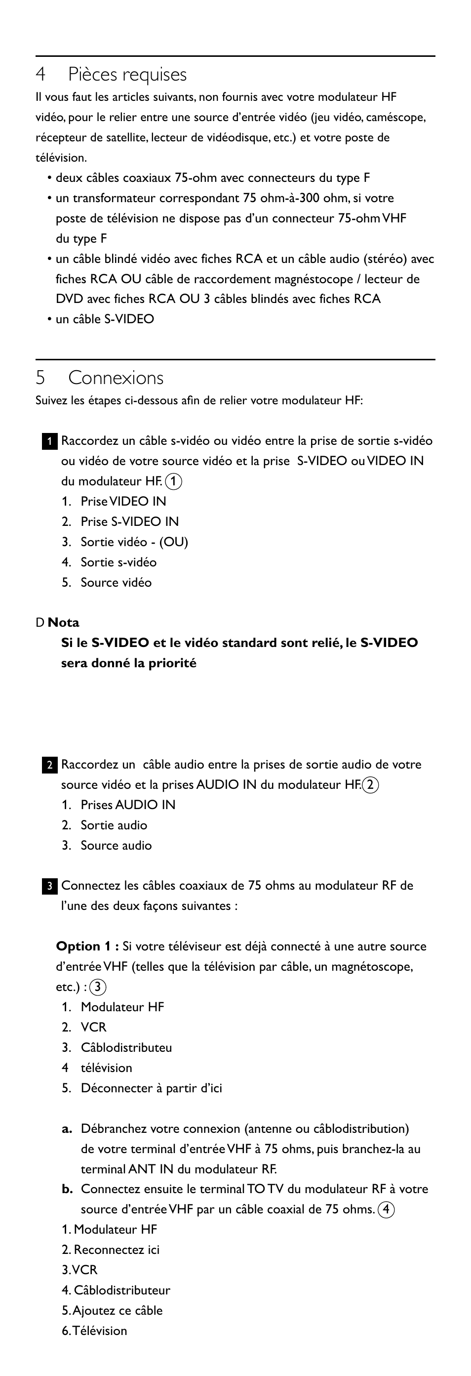 4 pièces requises, 5 connexions | Philips SWS2100W-27 User Manual | Page 8 / 12