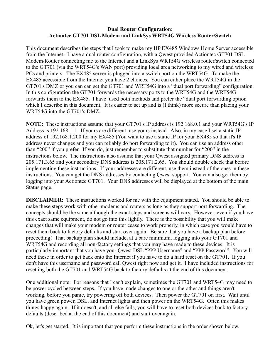 Actiontec electronic LinkSys Wireless Router/Switch WRT54G User Manual | 4 pages
