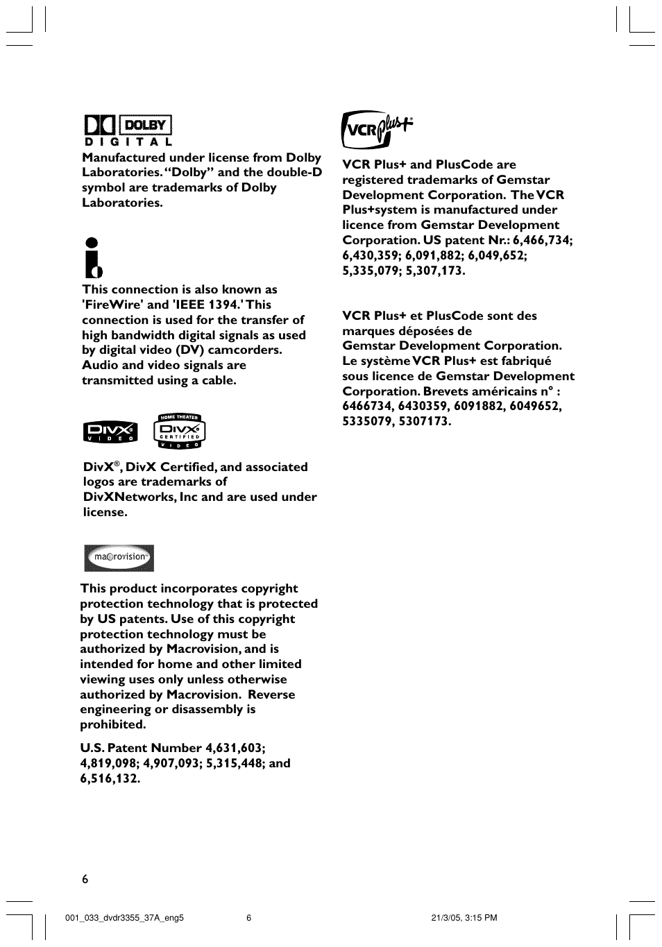 Philips DVDR3355-37B User Manual | Page 6 / 60