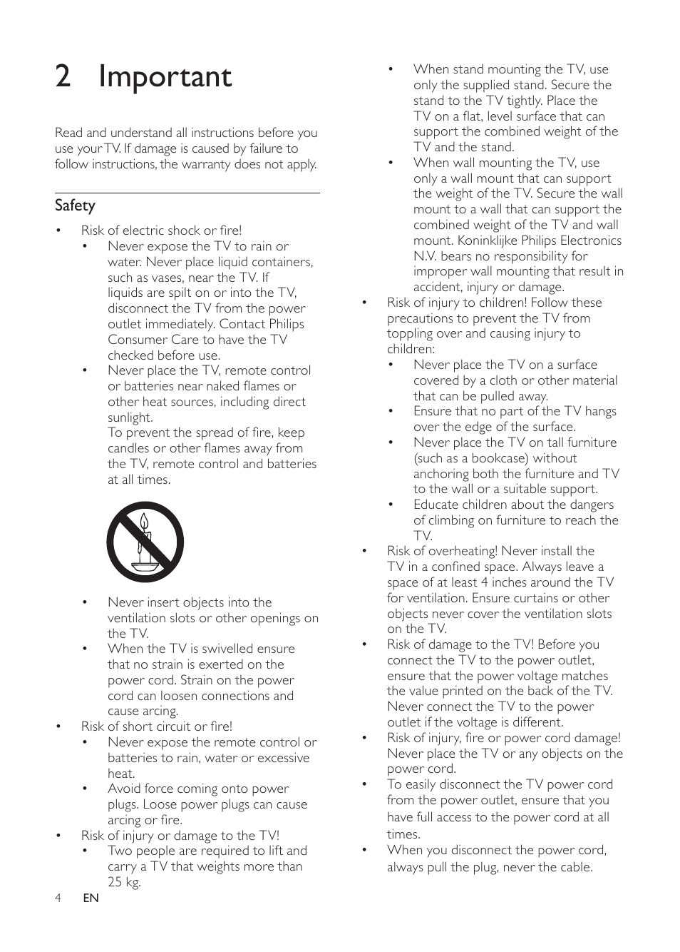 2 important, Safety | Philips 231T1SB-00 User Manual | Page 6 / 31