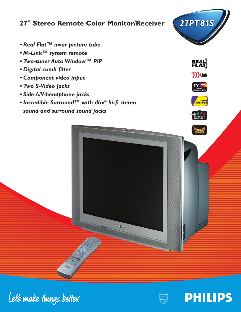 Philips 27 in REAL FLAT COLOR TV ESTIMATE S User Manual | 2 pages