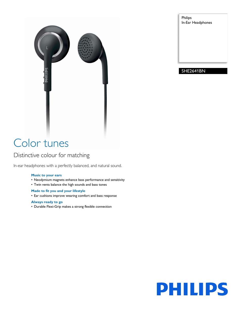 Philips SHE2641BN-27 User Manual | 2 pages